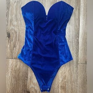 Blue Velvet Strapless Bodysuit